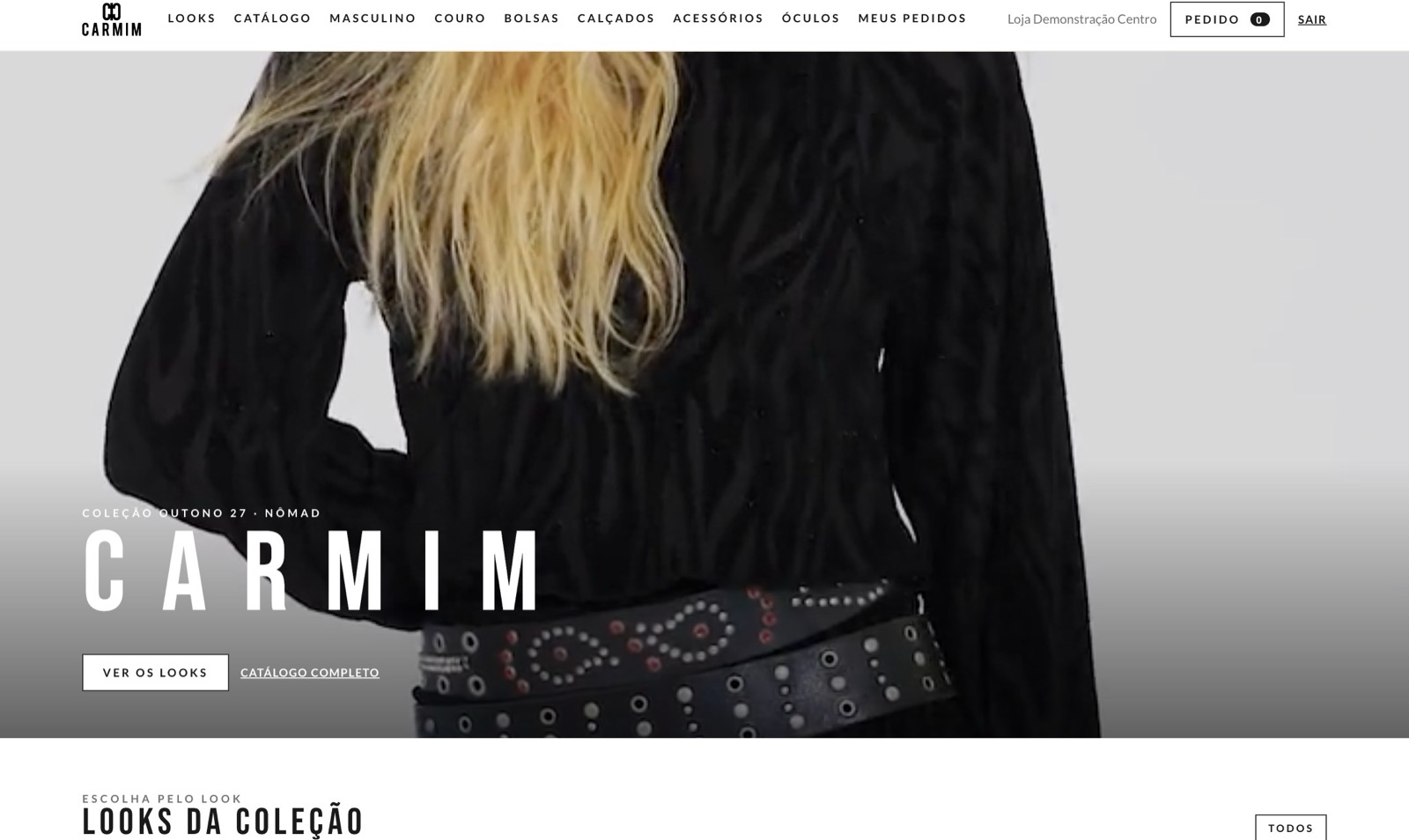 Showroom digital, tela inicial